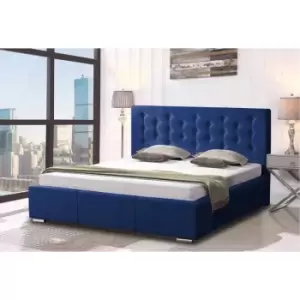 Image of Envisage Trade - Pinia Upholstered Beds - Plush Velvet, Small Double Size Frame, Blue - Blue