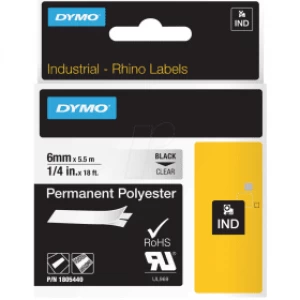Image of Dymo 1805440 Black on Clear Label Tape 6mm x 5.5m