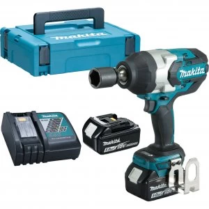 Image of Makita DTW1001 18v Cordless LXT Brushless Impact Wrench 2 x 5ah Li ion Charger Case