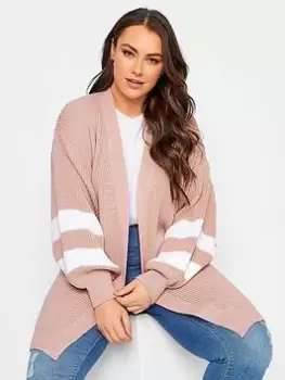 Image of Yours Varsity Balloon Sleeve Cardigan, Pink, Size 34-36, Women