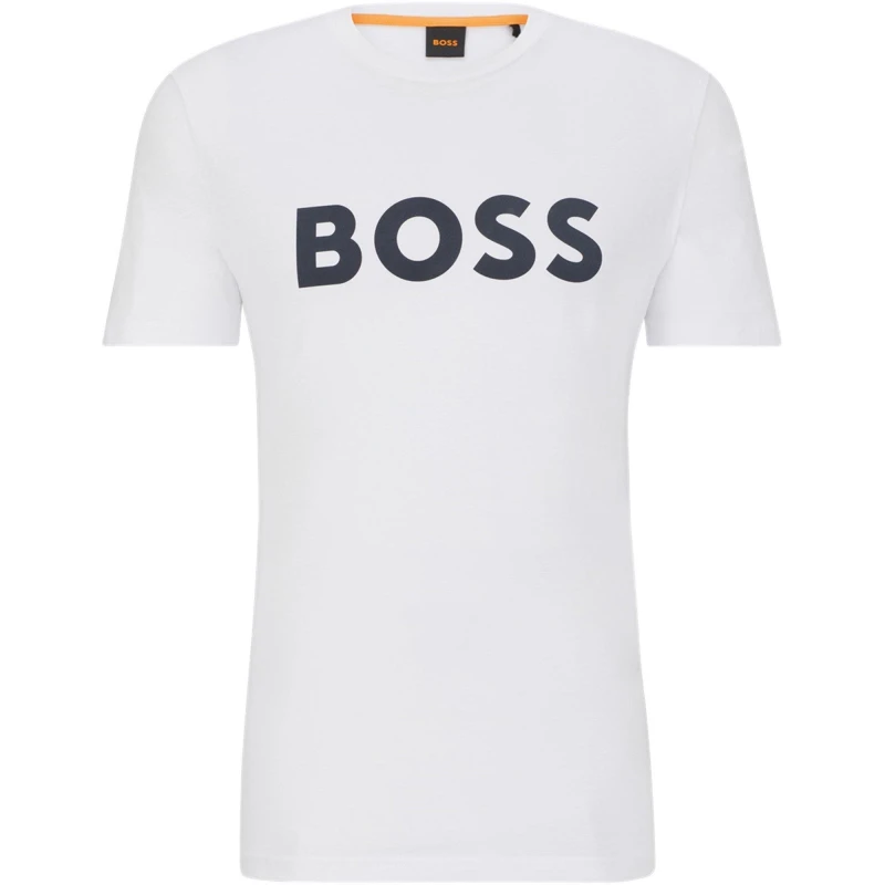 Image of Boss Mens Thinking 1 T-Shirt, Signature Logo White male 3XL