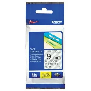 Image of Brother P-touch TZe 121 9mm x 8m Black On Clear Laminated Labelling Tape
