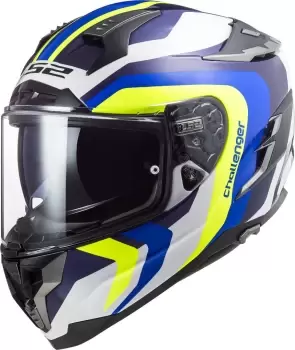 Image of LS2 FF327 Challenger Galactic Helmet, white-blue-yellow Size M white-blue-yellow, Size M