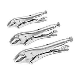 Image of Vise-grip Curved Jaw Locking Plier Set 10508020 Alloy Steel Silver Pack of 3