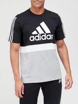 Image of adidas Colourblock T-Shirt - Black/White, Size S, Men