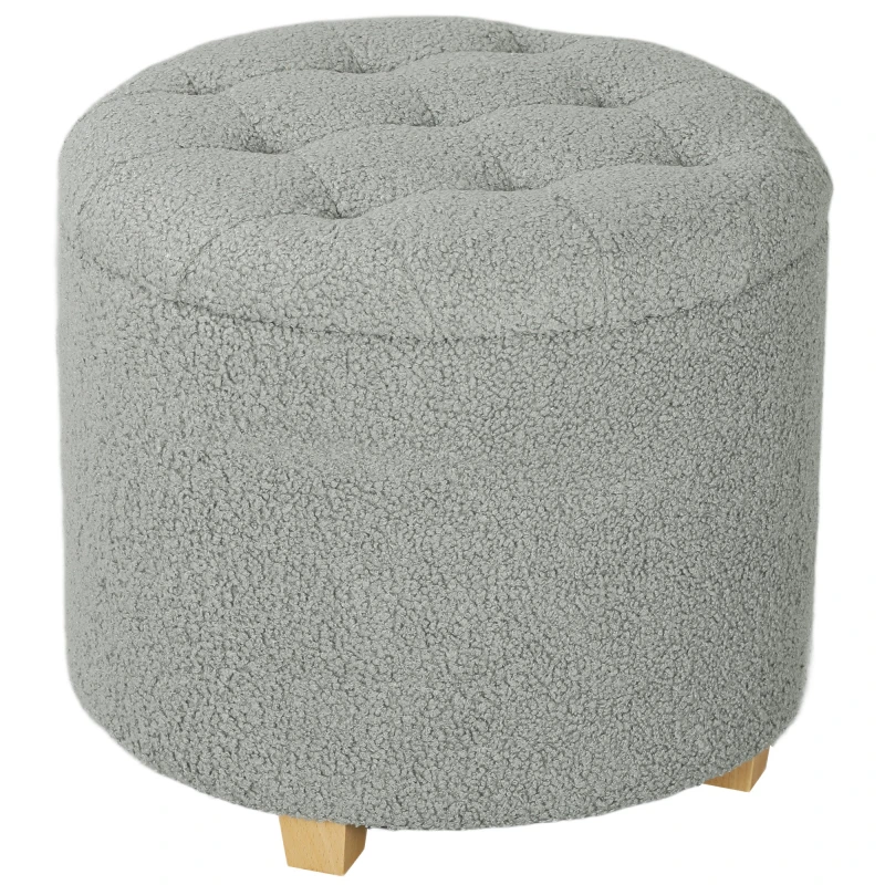 Image of HOMCOM 45cm Round Ottoman with Storage - Lid - Cashmere Footstool - Dark Grey TJ Hughes 5063603408050