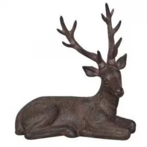 Image of Sitting Stag Ornament Brown 34.5cm