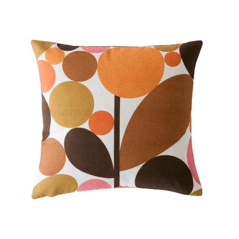 Image of Orla Kiely Bubble Flower Microfibre Cushion, Sienna