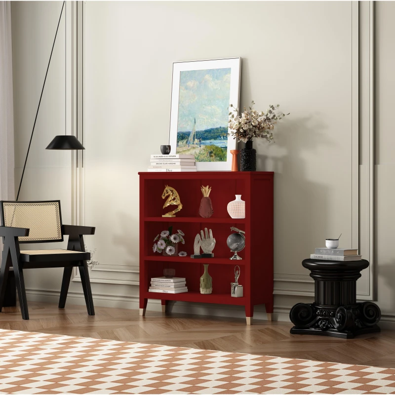 Image of Cabinet Bits Palazzi 3 Tier Bookcase H97 W89 D25cm in Red Red Unisex