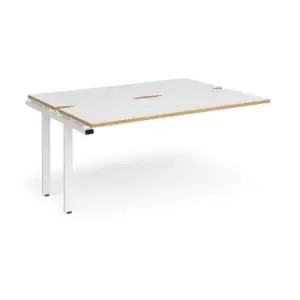 Image of Bench Desk Add On 2 Person Rectangular Desks 1600mm White/Oak Tops With White Frames 1200mm Depth Adapt