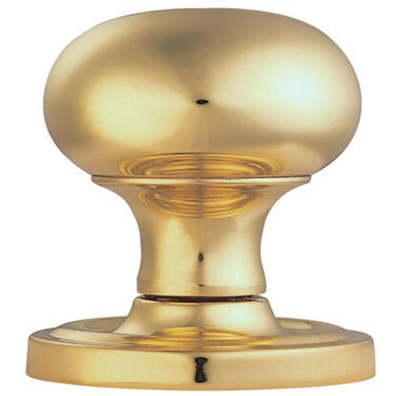 Image of Loops PAIR Mushroom Mortice Door Knob 59mm Dia Concealed Rose Polished Brass Metallics unisex