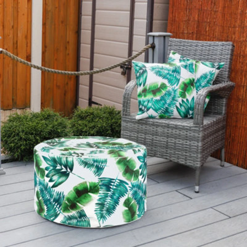 Image of Streetwize Botanical Green Palm Print Inflatable Ottoman Green One Size