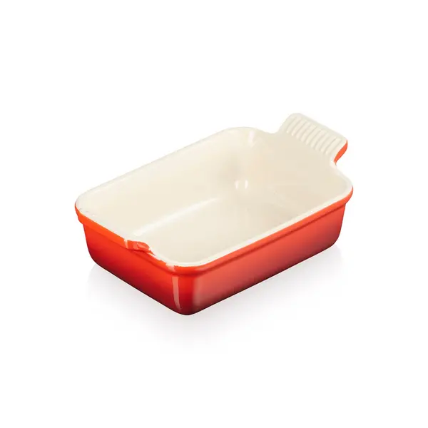 Image of Le Creuset Stoneware Deep Rectangular Dish, 19cm, Cerise