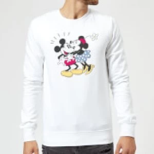 Image of Disney Mickey Mouse Minnie Kiss Sweatshirt - White - XXL