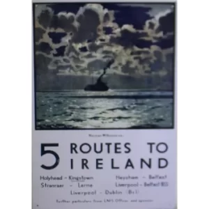 Image of Vintage Metal Sign Retro Art 5 Routes To Ireland Ferry Poster