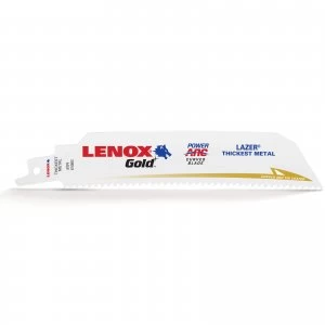 Image of Lenox Gold Lazer 8TPI Thickest Metal Cutting Reciprocating Saw Blades 152mm Pack of 5