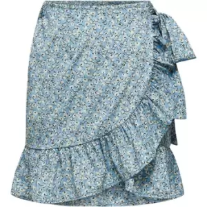 Image of Only Print Wrap Skirt - Blue
