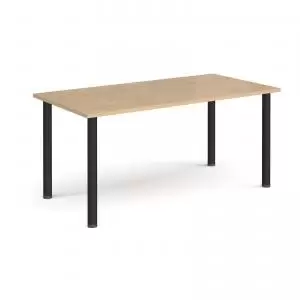 Image of Rectangular Black radial leg meeting table 1600mm x 800mm - kendal oak