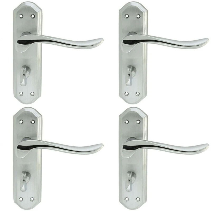 Image of Loops 4x PAIR Curved Handle on Sculpted Bathroom Backplate 180 x 48mm Chrome Multi