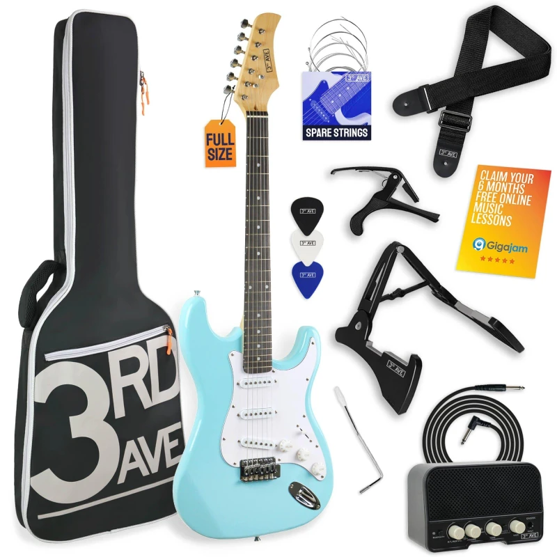 Image of 3rd Avenue Full Size Pastel Electric Guitar Pack Pastel Blue unisex Full Size