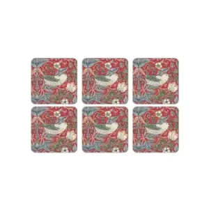 Image of Morris&co - Strawberry Thief Red Coasters Set of 6
