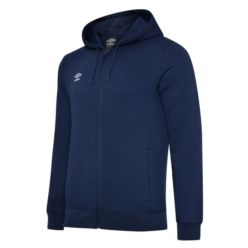 Image of Umbro Club Leisure Full Zip Drawstring Hoodie in Navy Size: 11-12 Years Navy Unisex 11-12 Years