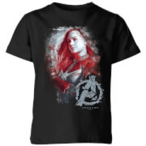 Image of Avengers Endgame Captain Marvel Brushed Kids T-Shirt - Black - 5-6 Years