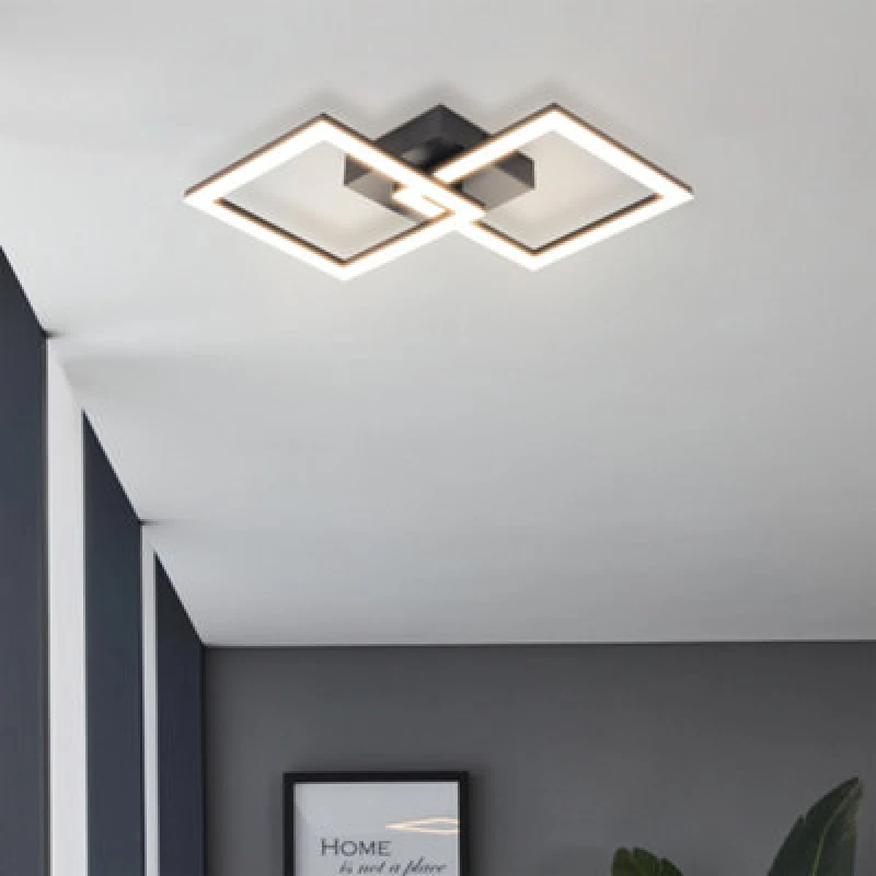 Image of Eglo Huerta-e Flush Ceiling Light Black/White