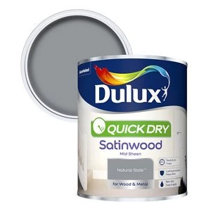 Image of Dulux Quick Dry Natural Slate Satinwood Mid Sheen Paint 750ml