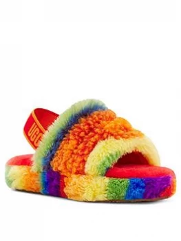 Image of UGG Fluff Yeah Slide Cali Collage - Multi, Size 1 Older