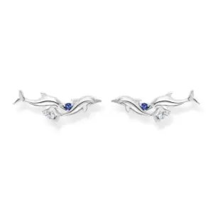 Image of THOMAS SABO Silver Dolphin Climber Earrings