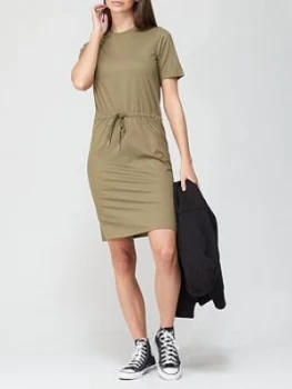 Image of Superdry Drawstring T-Shirt Dress - Khaki, Size 8, Women