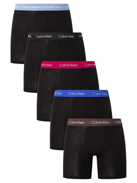 Image of Calvin Klein 5 Pack Cotton Stretch Boxer Briefs Black (Multi) M