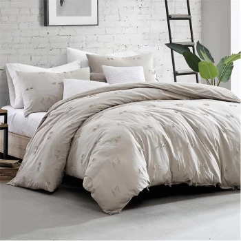 Image of DKNY Textured Fringe Duvet Cover - Grey