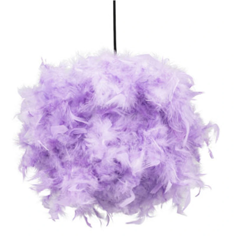 Image of Happy Homewares Eye-Catching And Modern Small Lilac Feather Decorated Pendant Lighting Shade