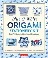 Image of blue and white origami stationery kit fold 36 beautiful cards and envelopes