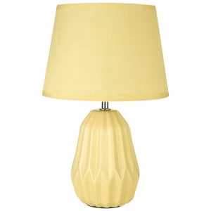 Image of Premier Housewares Winslet Table Lamp in Lemon Ceramic with Lemon Fabric Shade