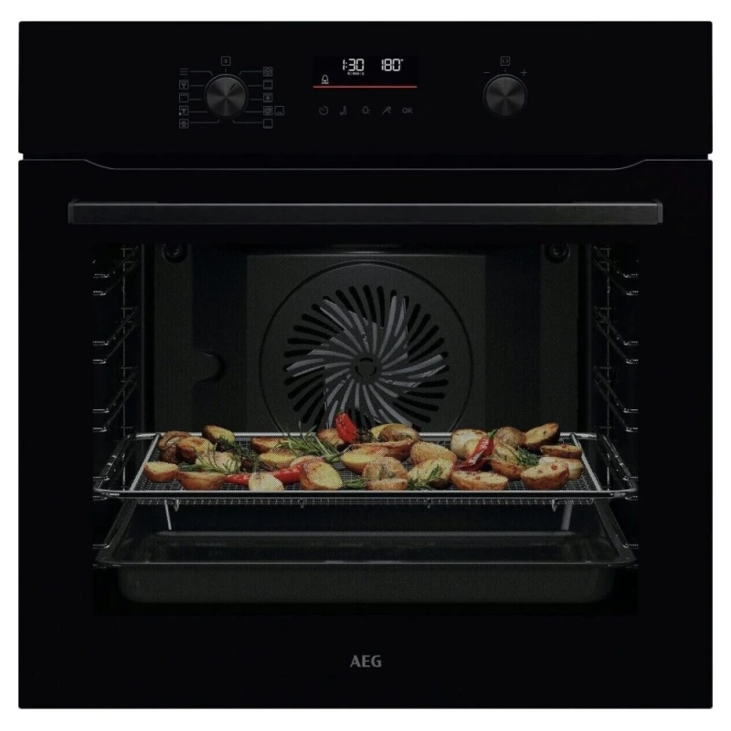 Image of AEG 6000 SenseCook OS6PB50AK Built In Electric Single Oven with Pyrolytic Cleaning - Black - A+ Rated