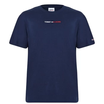 Image of Tommy Jeans Jeans Linear Logo T Shirt - C87 Navy