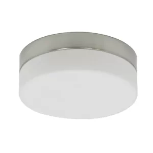 Image of Ikaro Flush Ceiling Light Steel Brushed, Glass Matt IP44