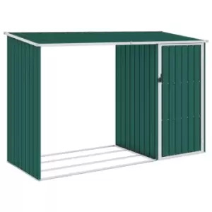 Image of Vidaxl Garden Firewood Shed Green 245x98x159cm Galvanised Steel