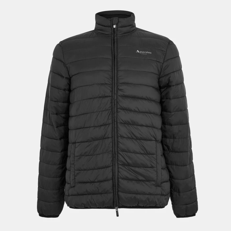 Image of Aquascutum Mens Long Sleeve Medium Puffer Jacket Black male Small
