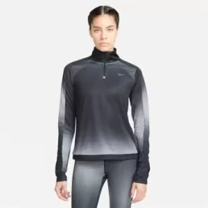 Image of Nike Dri-FIT Swoosh Womens Printed Half-Zip Top - Black