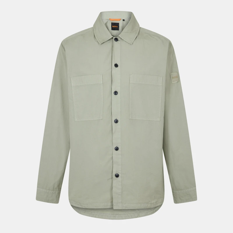 Image of Boss Mens Locky M Long Sleeve Oxford Shirt Open Green male L