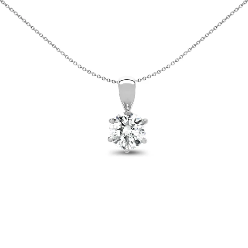Image of Jewelco London 18ct White Gold 0.15ct Diamond Solitaire Charm Pendant - 18P007-015 Silver