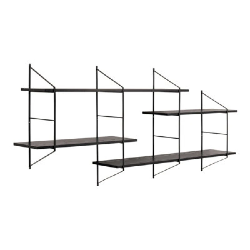 Image of Furniture To Go Belfast Wall Unit With 4 Shelves In Black