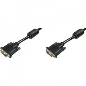 Image of Digitus DVI Cable 10.00 m screwable, incl. ferrite core Black [1x DVI plug 25-pin - 1x DVI plug 25-pin]