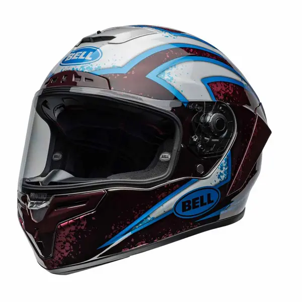 Image of Bell Race Star DLX Flex Xenon Gloss Red Silver Full Face Helmet Size S