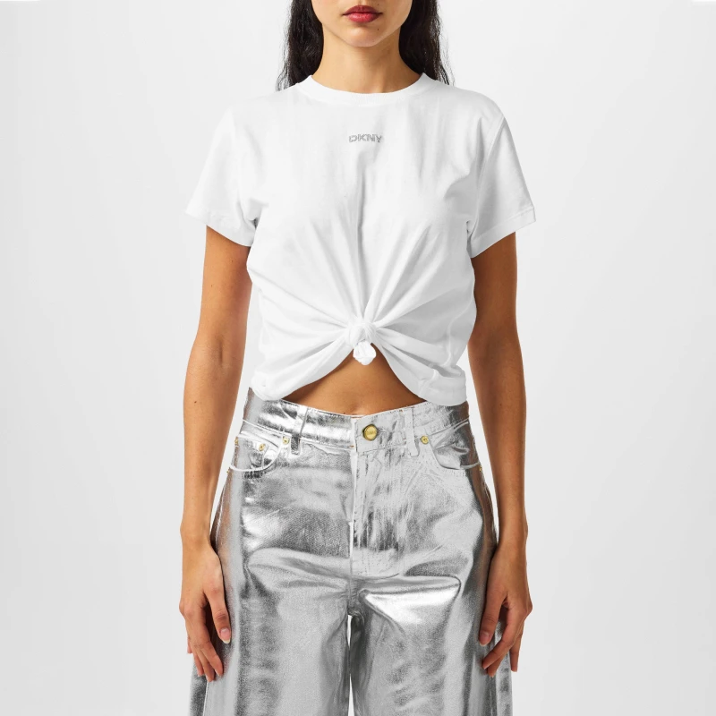 Image of DKNY Stud Logo T-Shirt - White White 8