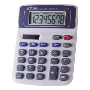 Image of Aurora WhiteBlue 8-Digit Semi-Desk Calculator DT210
